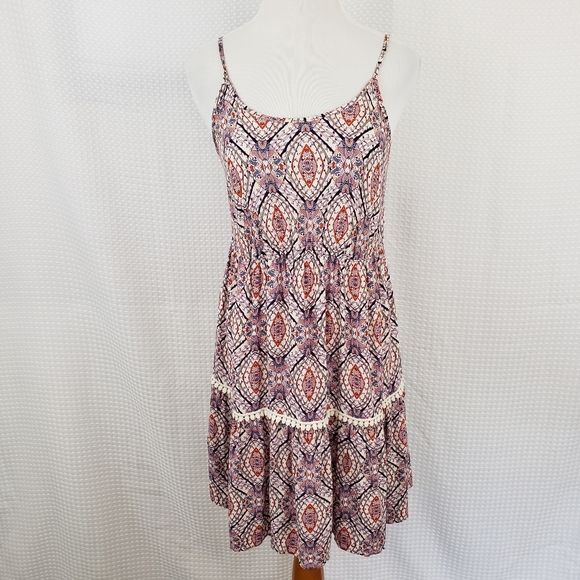 Mossimo Supply Co. Dresses & Skirts - Mossimo Purple White Geometric Open Back Dress Sm